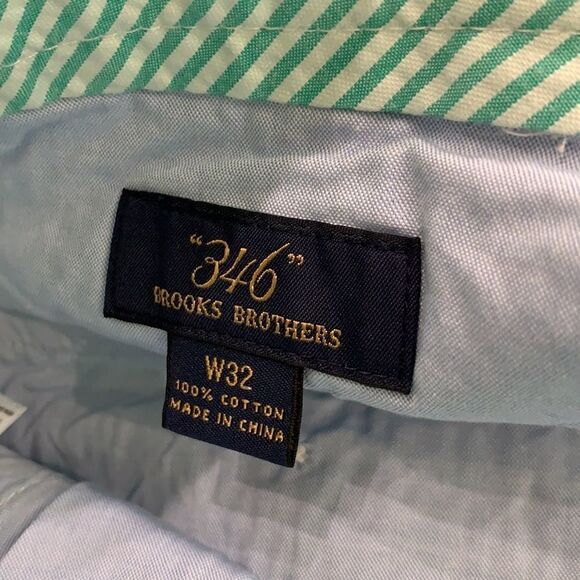 NWT Brooks Brothers Green Seersucker Embroidered Shorts Size 32 - Picture 4 of 4